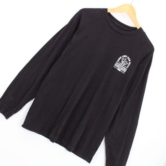 Vans T-shirt Men's Casual Black Long Sleeve Crewneck Big Logo Graphic Size L - Picture 4 of 9